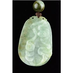 Fine Chinese Jadeite Carved Pendant Carved Fu Bats