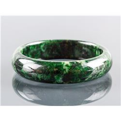 Burma Dark Green Jadeite Carved Bangle