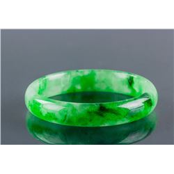 Burma Green Jadeite Carved Bangle