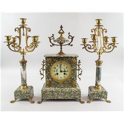 1878 French Table Clock Garniture Set