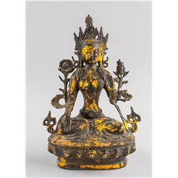 Chinese Gilt Bronze White Tara Statue