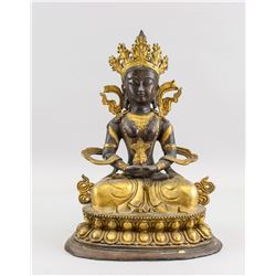 Tibetan Gilt Bronze Amitabha Statue with Mark