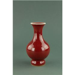 Chinese Copper Red Porcelain Vase Qianlong Mark