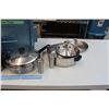Image 2 : Lot Of Stainless Steel Pots And Pans In Rubbermaid Tub
