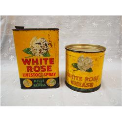 Lot OF White Rose Tins , 10LB Grease & 1 Gallon Livestock Spray (2 Tins)