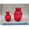 Image 2 : 2 Pieces of Cranberry Glass , Vase and Pitcher