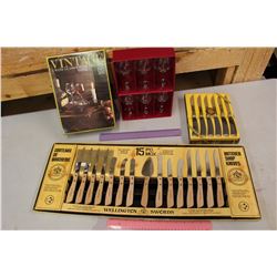 Lot OF Brand New Assorted Knives and Wine Glasses