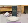 Image 1 : Bohemia Crystal Vase, Butterfly Tea Pot & A Decor Bowl