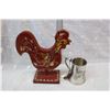 Image 3 : 2 Tea Pots, Silver Mug, & Rooster Decor