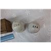Image 2 : CN Rail Insulators with Vintage Kitchen Oil Tin & Butter Press Part