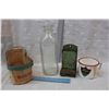 Image 2 : Lit OF Vintage Kitchen Items With Vintage Match Box Dispenser.