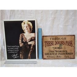 2 Tin Signs, Marilyn Monroe & Fishing