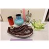 Image 1 : Lot of Assorted Glassware (4 Pieces)(Ashtray, Vases)