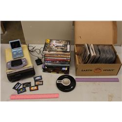 Lot of DVDs, CDs, Atari 1050, & Gameboys