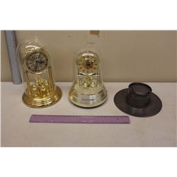 Dome Clocks (2)(1 Musical)& A Pewter Inkwell