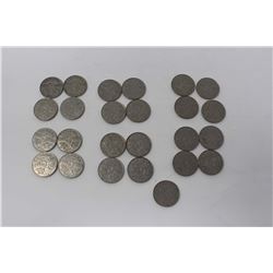 Lot of Canadian 5 Cent Coins (25)