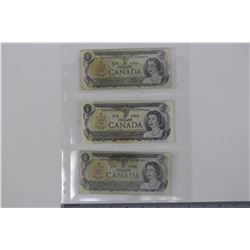 Lot of 3 1973 Canadian Almost Radar Notes $1