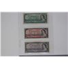 Image 1 : Lot of 3 1954 Canadian 1, 2, 10 Dollar Bank Notes
