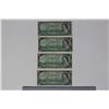 Image 1 : Lot of 4 1967 One Dollar Canadian Bank Notes