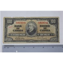 1937 - $100 Canadian Bank Note