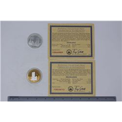 Gold 5th Anniversary WTC Commemorative Coin & Silver Freedom Tower Coin (Lot 1)
