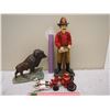 Image 1 : Lot of Misc Decorations ( Bison, Fireman, Horse Team and Buggy)