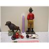 Image 2 : Lot of Misc Decorations ( Bison, Fireman, Horse Team and Buggy)