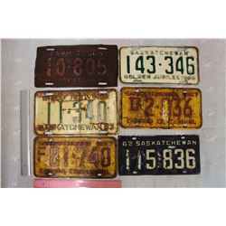 Lot Of Vintage Saskatchewan License Plates (6)