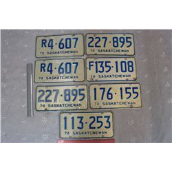 Lot Of 1976 Saskatchewan License Plates (7)