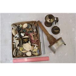 Lot Of Vintage Misc. (Shells, Lamp Parts, Oscilloscope)