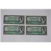 Image 1 : Set of 4 Sequential 1954 Canadian 1 Dollar Bank Notes
