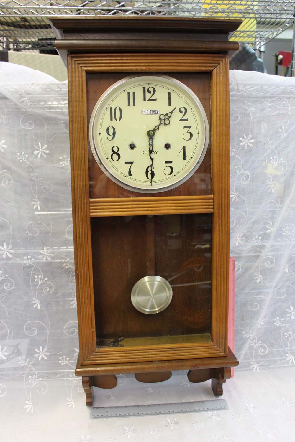 "Old Timer" 31 Day Clock w/Key)(Walnut Case, Works)