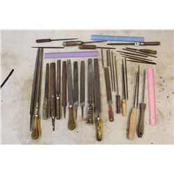 Lot of Round, Square and Triangular Files, Different Textures and Sizes