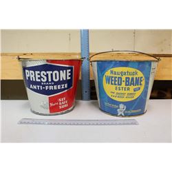 Advertising Cone Pails (2)(Prestone & Weed-Bane)