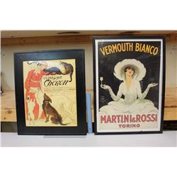 Vintage Advertising Framed Pictures (2)(25" x 21")(28" x 20.5")