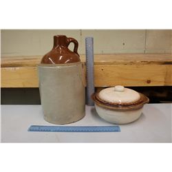 Medelta Covered Dish & 1 Gallon Crock Jug