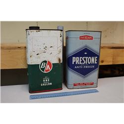 1 Gallon Tins (2)(B.A & Prestone)