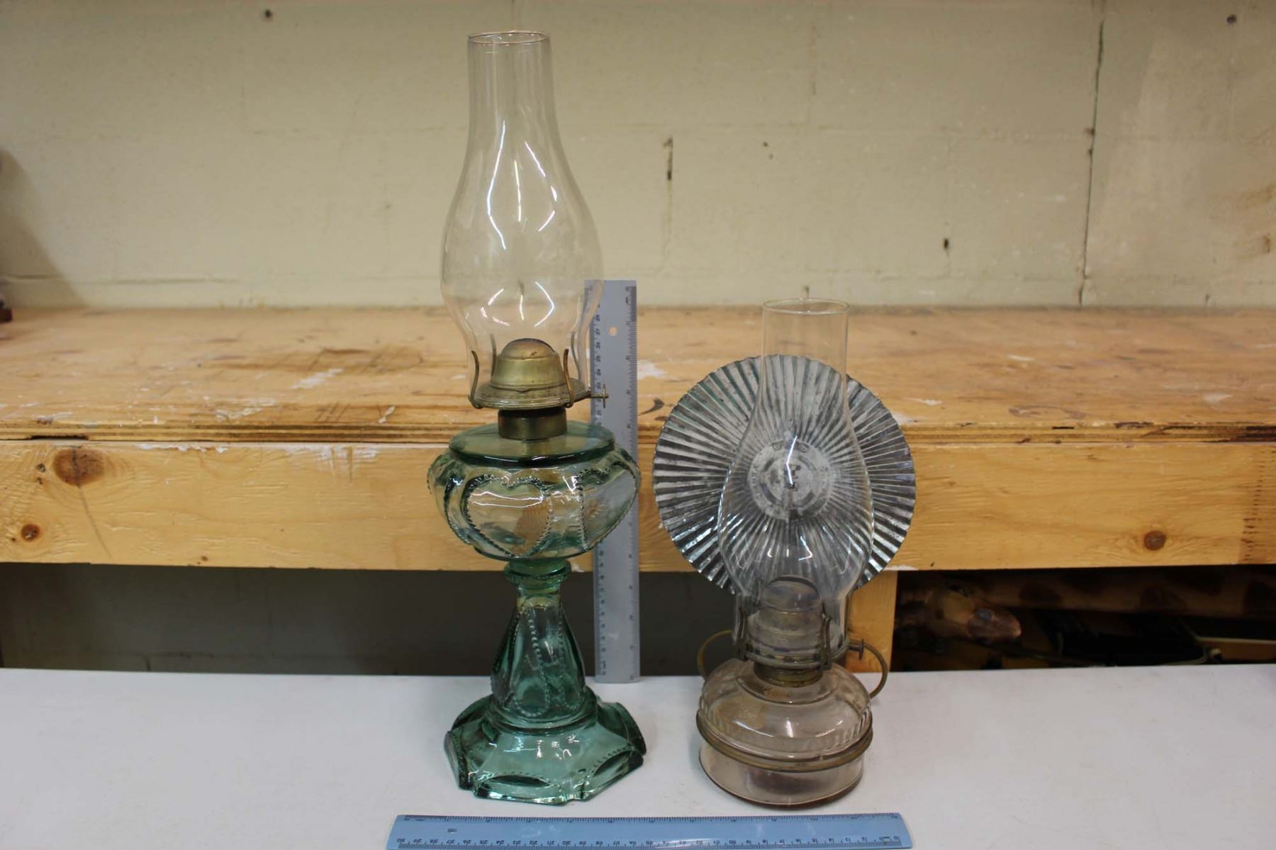 Vintage 2 Coal Oil Lamps (2)(1 Reflection Type)