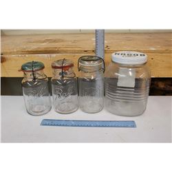 Vintage Glass Jars (4)(Nabob Coffee, Perfect Seal & Ball Ideal)