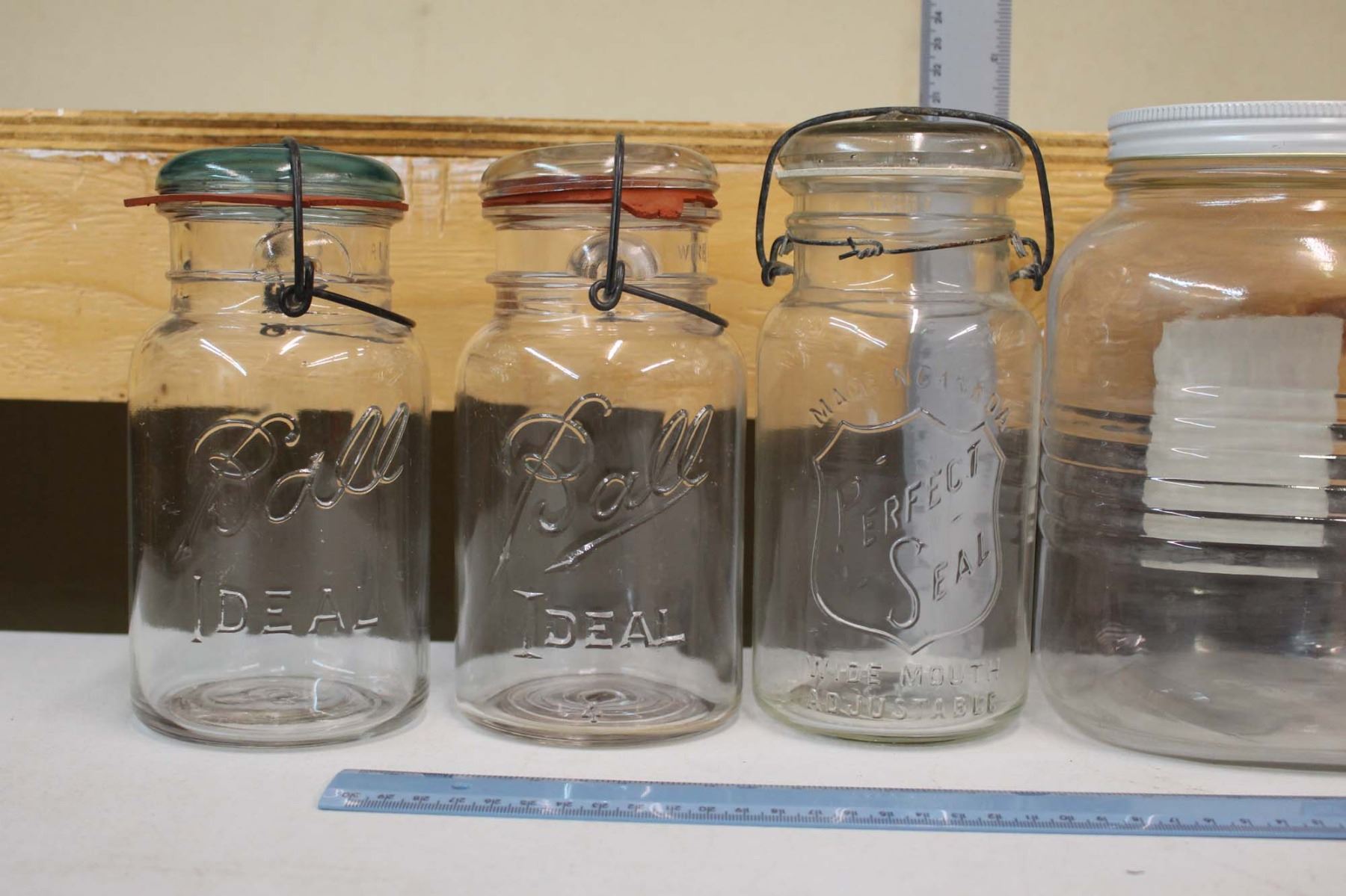 Vintage Glass Jars (4)(Nabob Coffee, Perfect Seal & Ball Ideal)