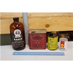 Various Service Station Tins & A Bottle