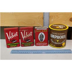 Old Tobacco Tins (4)(Velvet, Prince Albert & Amphora)