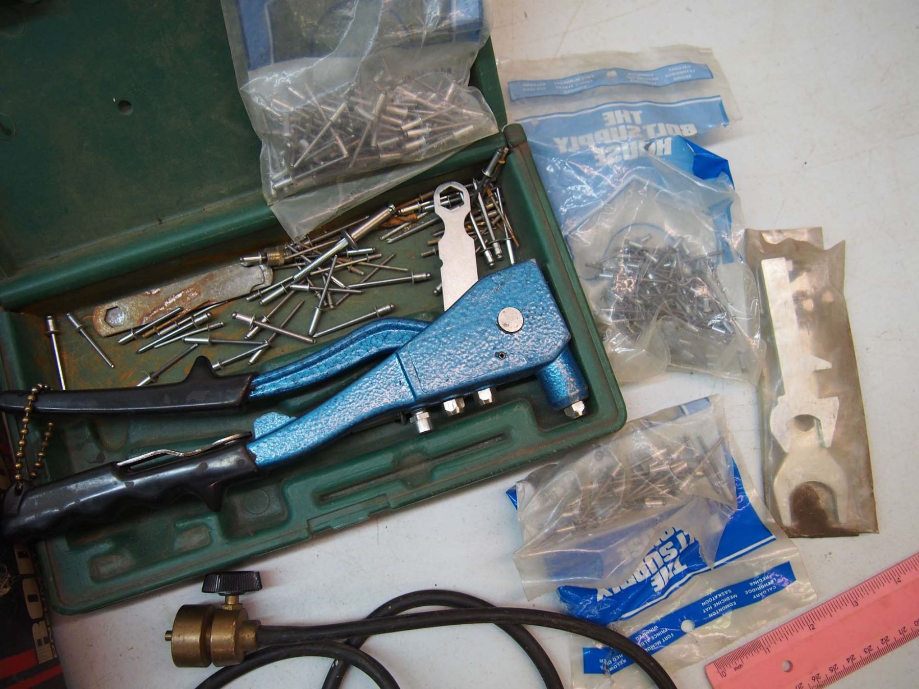 Lot of Unused Rivets, Riveting Tools and Other