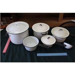 Black And White Enamelware Pots And Pans