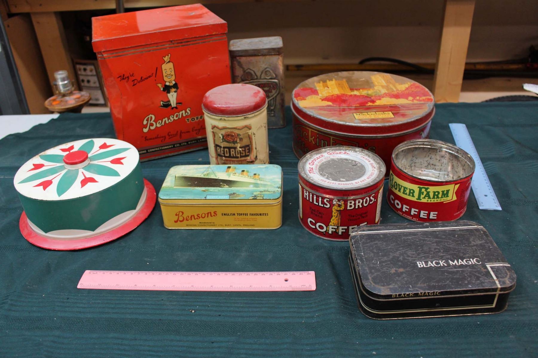 Lot of Vintage Toffee and Kitchen Tins