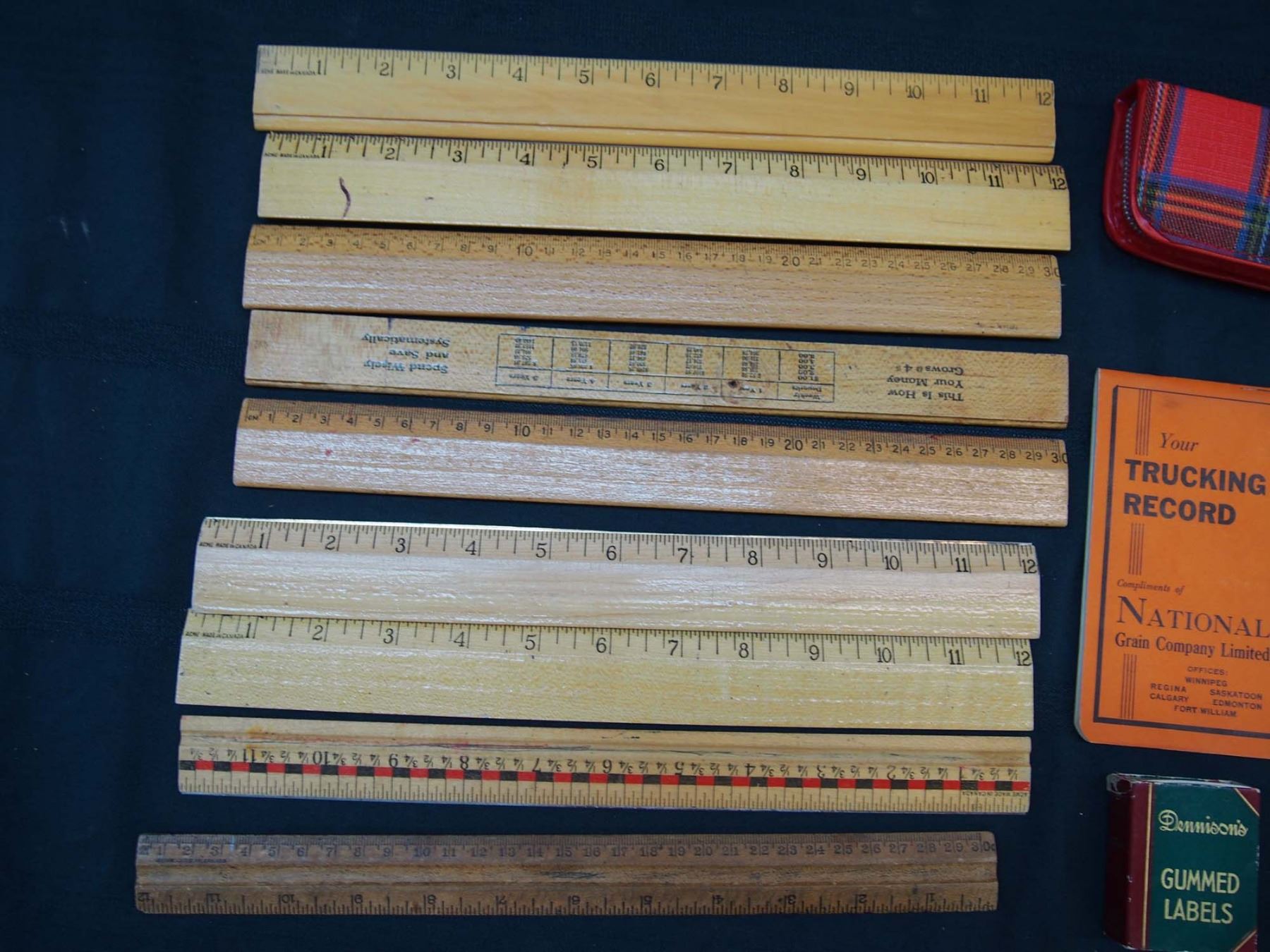 Vintage School Supplies: Wooden Rulers, Note Books, Etc