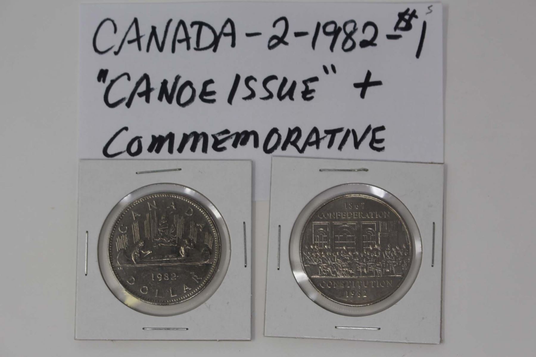 1982 1 Dollar Canada 'Canoe Issue" & Commemorative Coins (2)