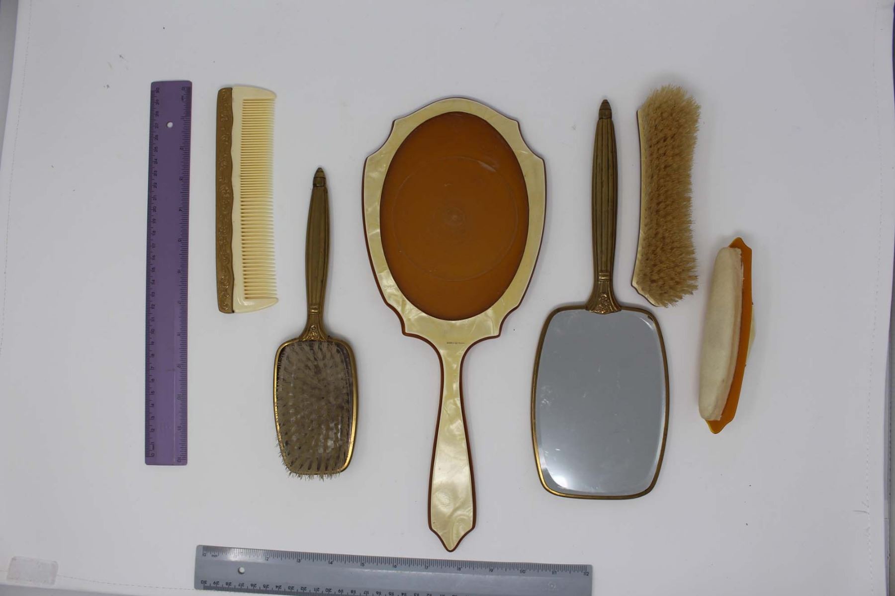 2 Vintage Dresser Sets 1 Missing Mirror