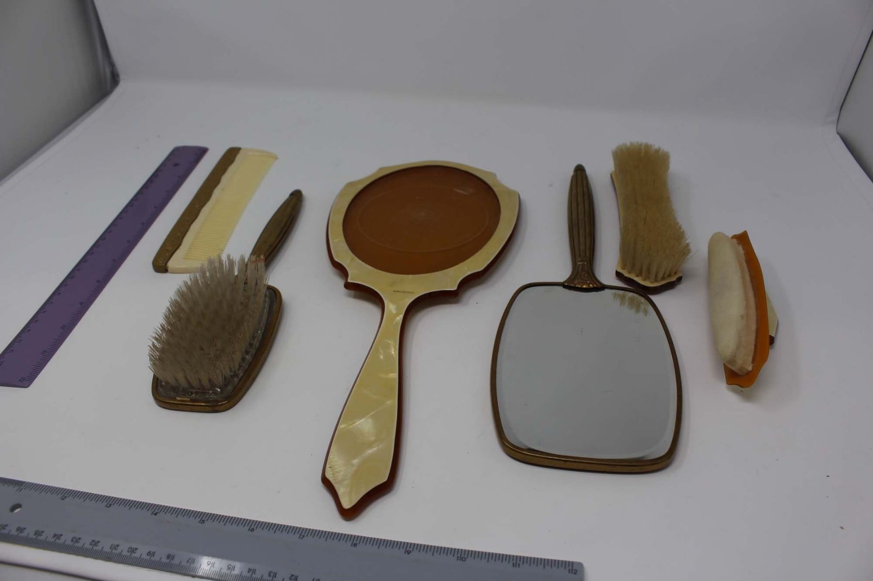 2 Vintage Dresser Sets 1 Missing Mirror