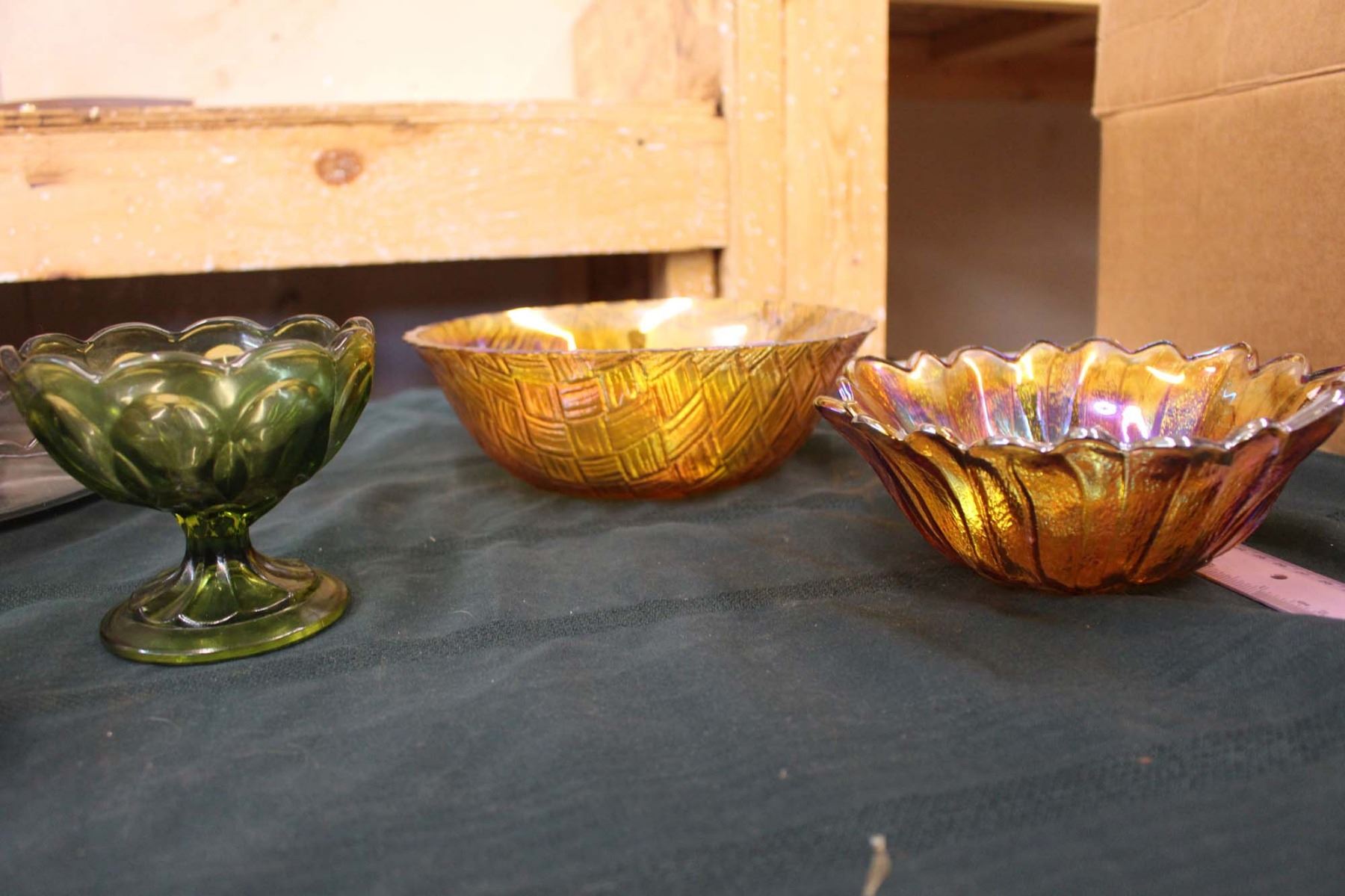 Lot of Colored Glass Items (Pink Depression Glass, Fire King Cup